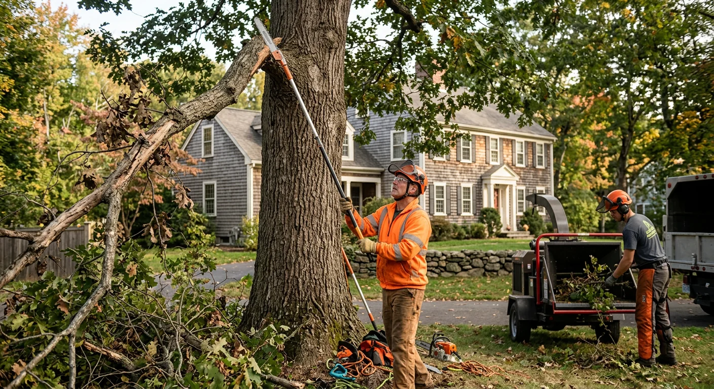 Crane lowering a large tree section over a Cheshire home