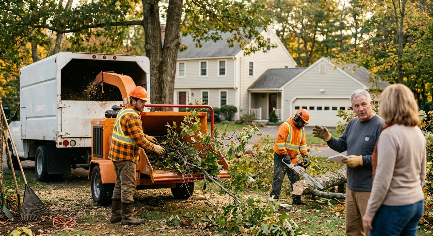 Crane lifting a large removed tree section over a Cheshire property