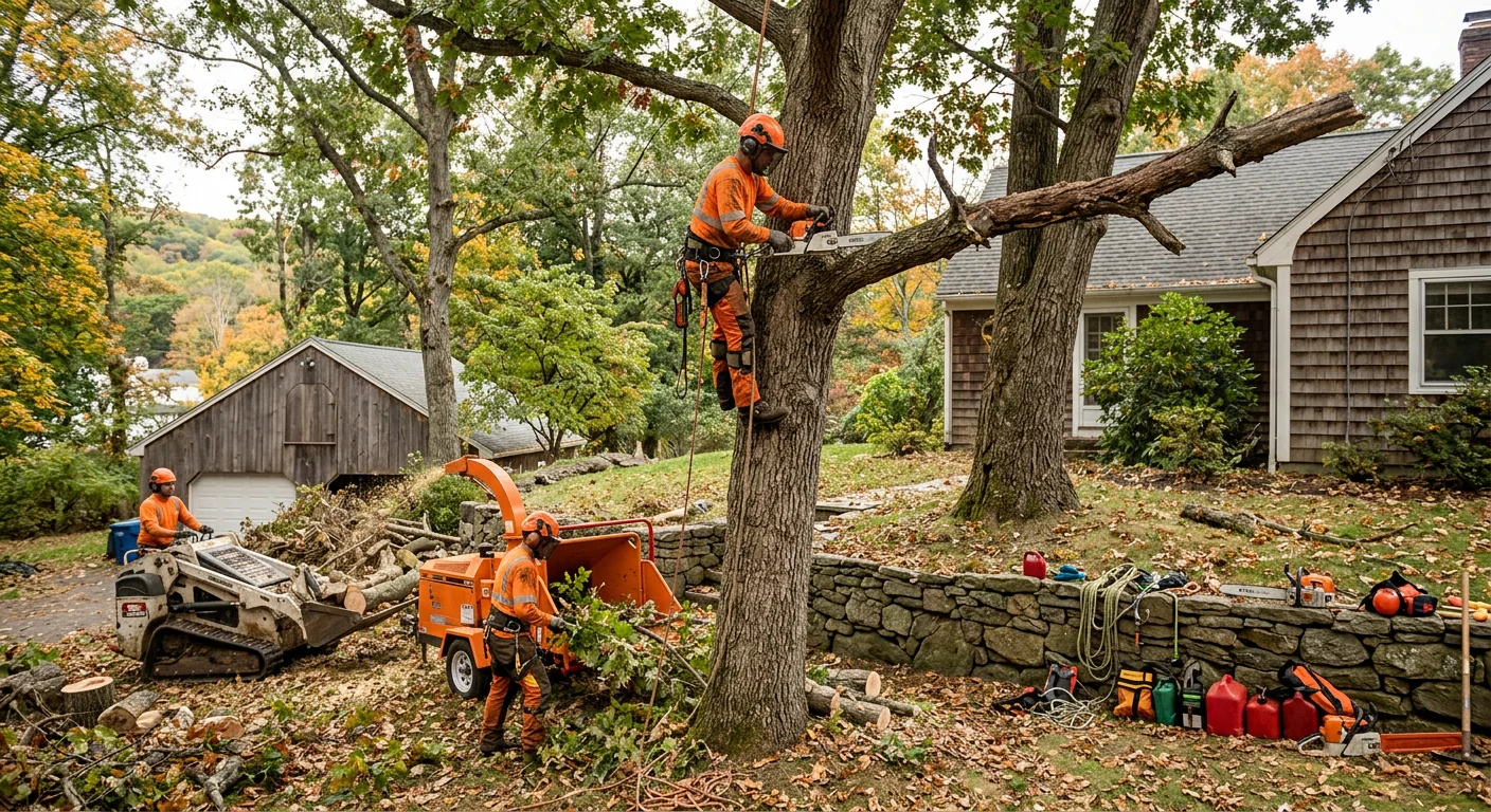 Hydraulic crane lifting a large tree section over a Cheshire home