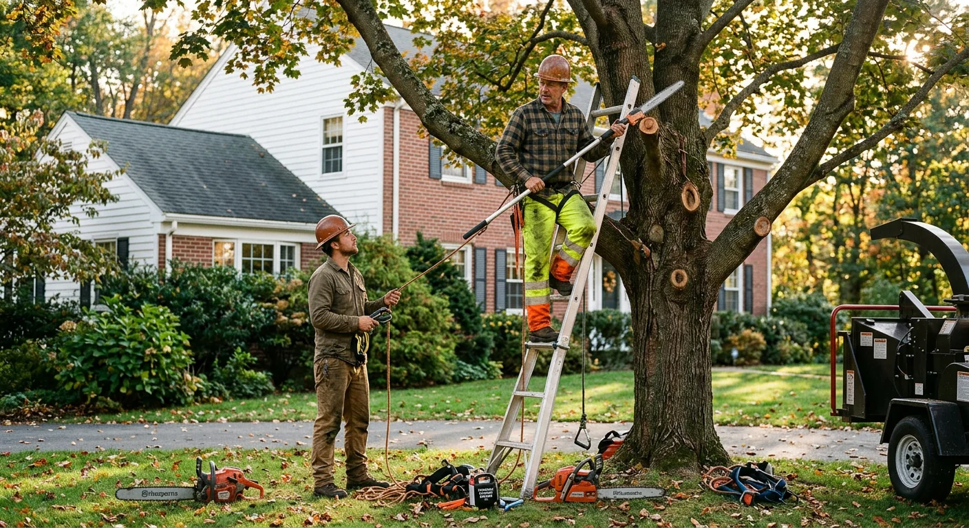 Storm-damaged tree leaning over a Cheshire home roofline