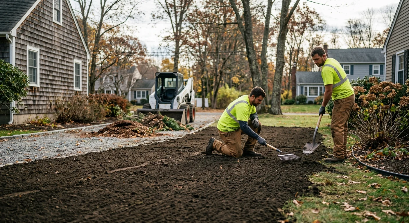 Restored yard raked and graded after emergency tree removal