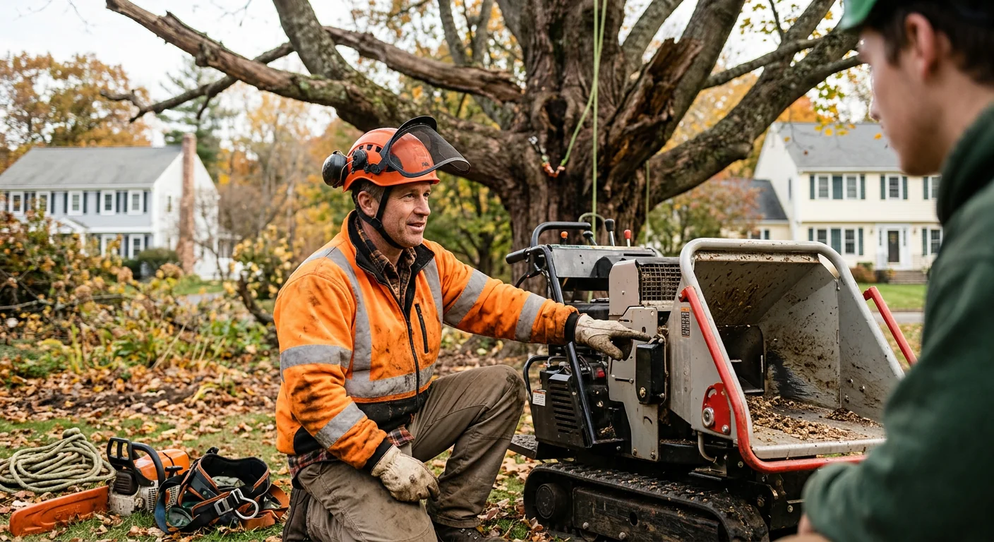 Cheshire Tree Service Pros technician reviewing Tree Service equipment in Cheshire, CT