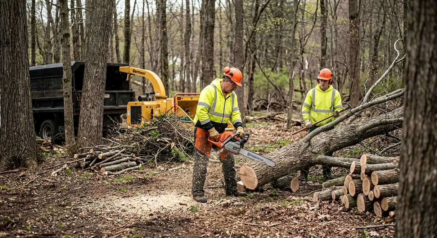 Wooded back lot in Cheshire cleaned of fallen storm debris