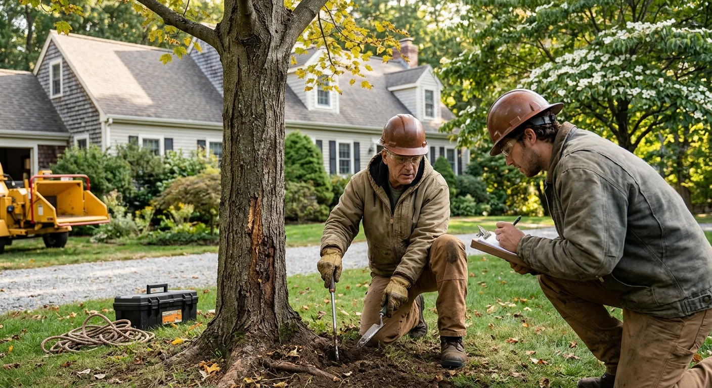 Declining tree with thinning canopy and deadwood on a Cheshire property