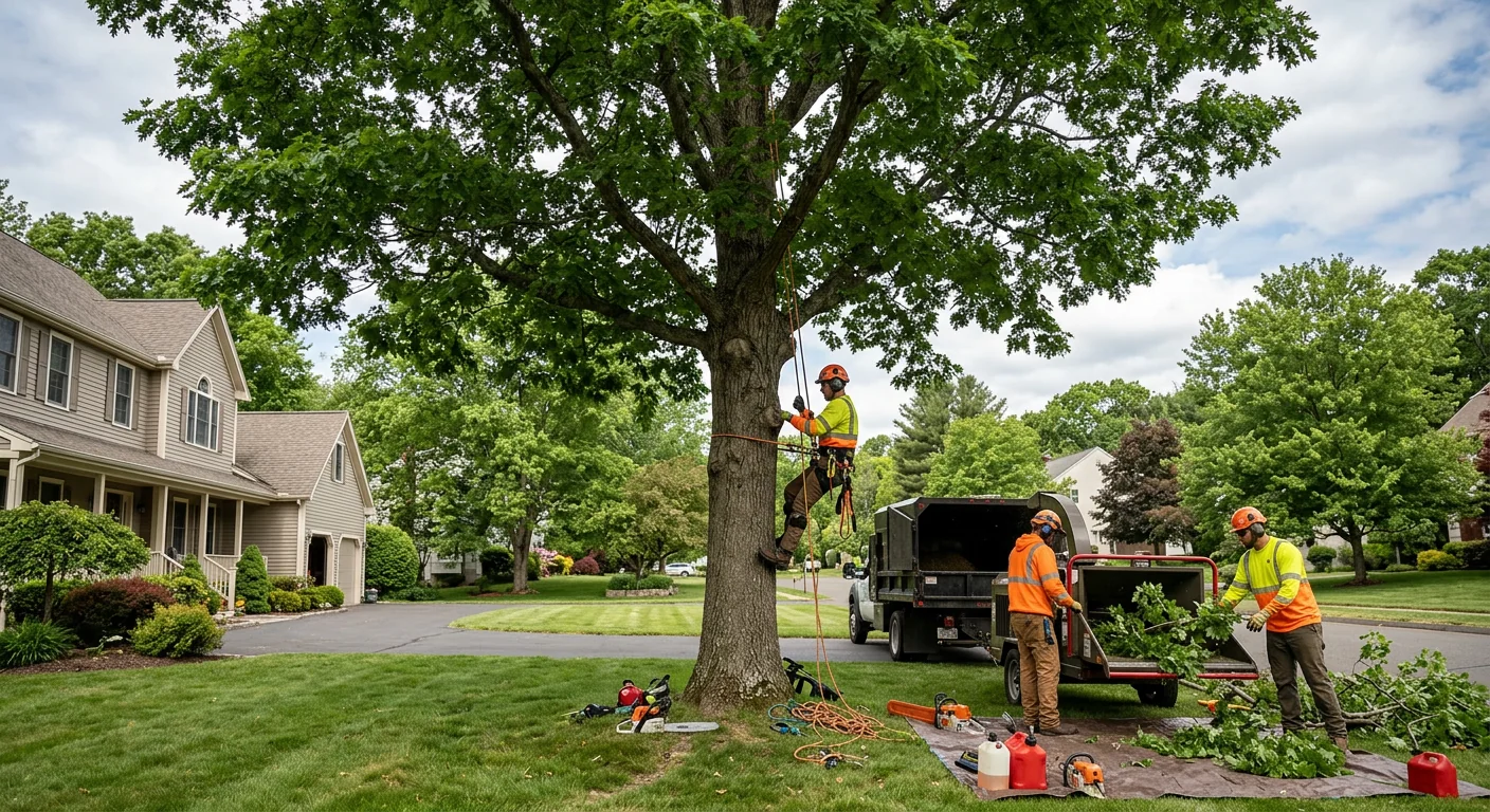 Restored oak with full healthy canopy on a residential Cheshire lot