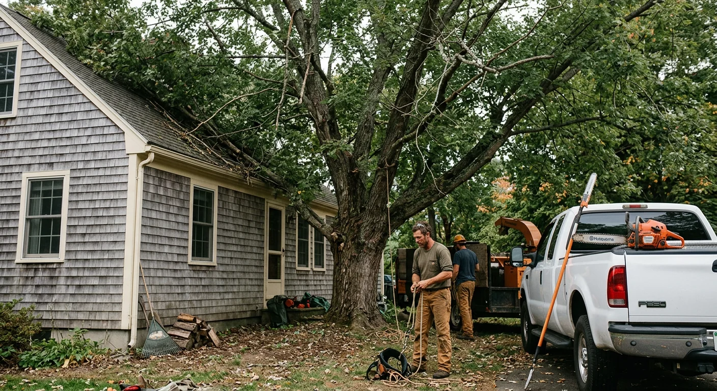 Neglected residential tree before corrective trimming work