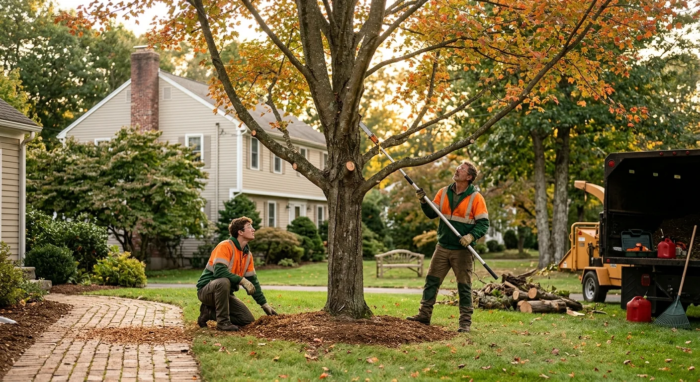 Finished front-yard specimen tree with balanced, open canopy