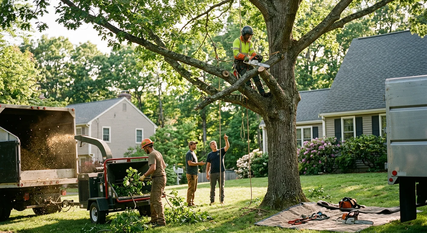 Mature shade tree reshaped for improved light and airflow